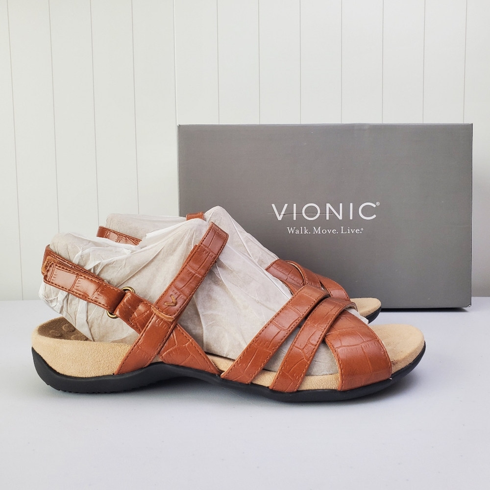 Vionic Womens Sandals Shoes Mirabi Brown Ankle Strap Sz 7.5 Podiatrist Designed